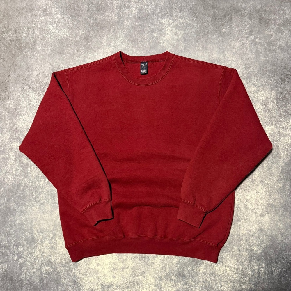 Vintage Lands End Mens Crewneck Sweatshirt Large Red Made in USA Cotton Blend